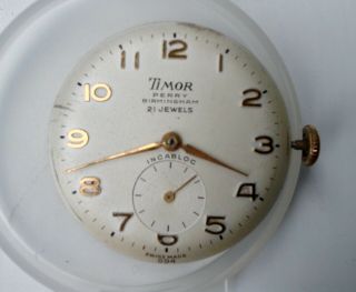 Vintage Rare Timor Watch Movement,  21 Jewels,  Cal.  As1200