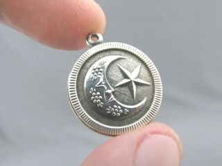 Vintage Taxco Mexico Sterling Raised Relief Moon & Stars Medallion Pendant
