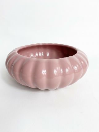 Vintage Haeger Pottery Bulb Bowl Planter Mauve Pink Shallow Ceramic Vase 1997
