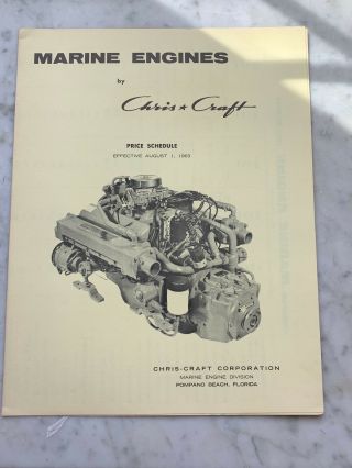 Nos 1963 Chris Craft Marine Engines Price Schedule August 1 1963