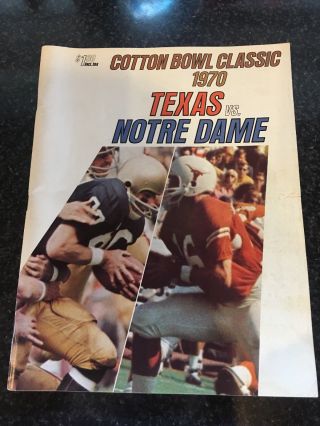 Cotton Bowl Classic 1970 Football Program Texas Vs Notre Dame Joe Theismann