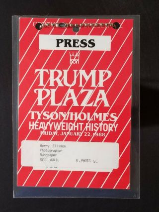 1988 Mike Tyson Larry Holmes Press Pass Trump Plaza Atlantic City Title Fight
