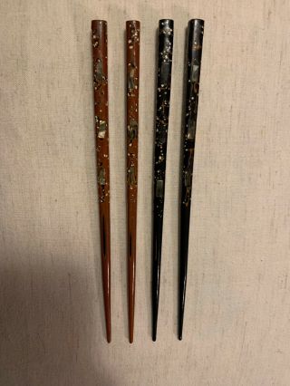 Mother Of Pearl 2 Pair Japanese Vintage Unique Chopsticks