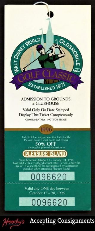 1996 Disney Golf Classic Ticket Tiger Woods 2nd Professional Win 96620