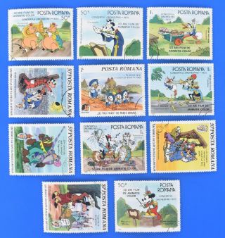 Vintage 1980 Walt Disney Posta Romana Postage Stamp Lot