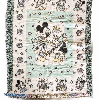 Vintage Baby Mickey & Company Woven Throw Blanket For Toddler Disney Babies
