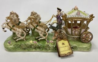 Vtg Capodimonte ? Porcelain Cinderella Horse Carriage Figurine 14 " Length Arnart