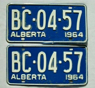 1964 Alberta Vintage License Plate Pair Bc - 04 - 57