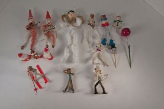 15 Vintage Christmas Craft Items Spun Cotton,  Chenille,  Mercury Glass,  Etc.