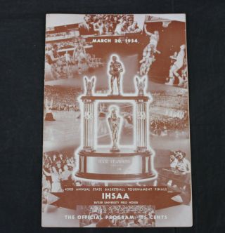 1954 INDIANA HIGH SCHOOL BASKETBALL FINALS TOURNAMENT PROGRAM MILAN,  HOOSIERS 2
