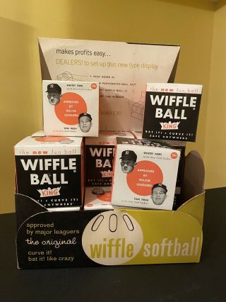 Tom Tresh Whitey Ford Yankees Rare Complete1960s Wiffle Balls With Display Box