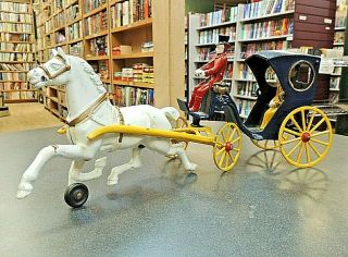 Vintage Antique Cast Iron Toy Horse Drawn Buggy Carriage