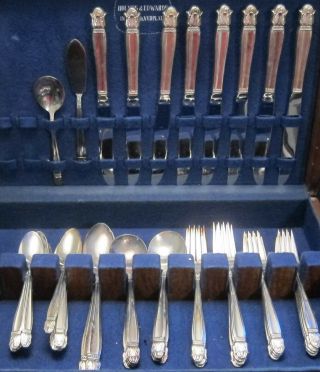 Silver Plate Holmes And Edwards Danish Princess Pattern 49 Pc Flatware Set For 8