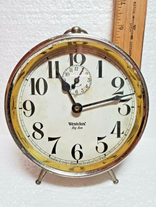Vtg 1928 - 35 Westclox Big Ben Peg Leg Alarm Clock For Parts/repair Runs If - 1
