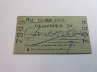 1955 Br (scotland) Railway Ticket - Galashiels To Clovenford - 3rd Class Single