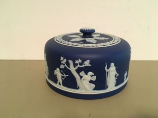 Antique Wedgwood Dark Blue Jasperware Cake Plate Topper Lid