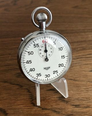 Vintage Heuer 1960s Slider Split Seconds 60 Seconds 30 Minutes Stopwatch