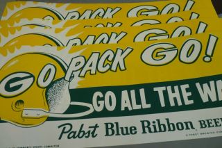 4 Vtg Green Bay Packers Pabst Blue Ribbon Beer Advertising Sign Nfl