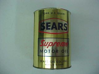 Vintage Sears Supreme Motor Oil 1 Qt.  Metal Can (no Top)