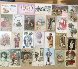 Antique Holiday Postcards (155) Halloween - Santa - Easter - Patriotic - Leather 1910 - 20