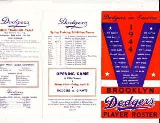 1944 Brooklyn Dodgers Spring Training Roster Em