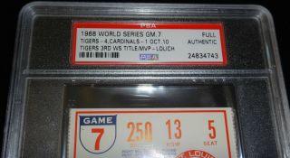 1968 WORLD SERIES GAME 7 FULL TICKET DETROIT TIGERS CLINCH 3RD TITLE PSA RARE 3