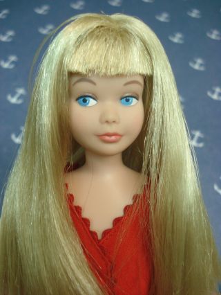 Vintage Sl Blonde Skipper Doll In Red Dress & Shoes