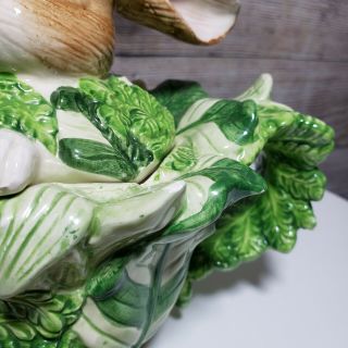 Vintage Kaldun & Bogle Handpainted Bunny Cabbage Teapot 3