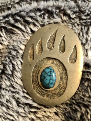 Vintage American Indian Bear Claw Style Pewter Pin Signed J.  Ritter Co.