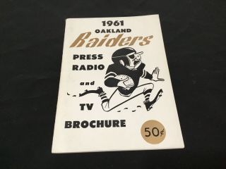 1961 Oakland Raiders Media Guide Press Book Program Nfl Football