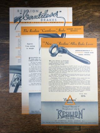 1948 Resilion Brochures - Cantilever And Cantilette Brakes Etc Cycle
