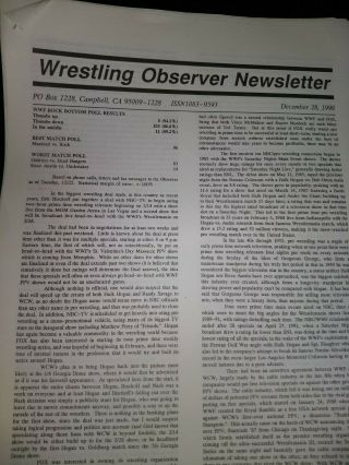 Wrestling Observer Newsletter 1998 (complete Year) All 52 Issues Wwf Wcw Wwe