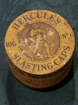 Vintage Hercules No 6 100 Cap Blasting Cap Tin