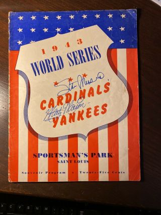 1943 World Series Program Yankees @ St Louis Cardinals Musial Marion Auto Signed