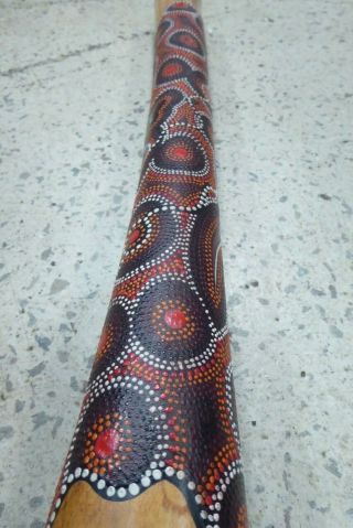Vintage Australian Aboriginal Artist Dot Painted Didgeridoo Signed - Kangaroo