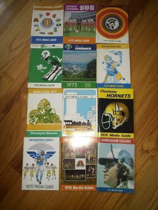 1975 World Football League Wfl Media Guide Set 12 Bell Hawaiians Hornets Wings
