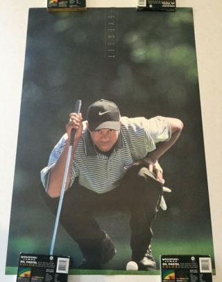 1997 Tiger Woods Nike Poster " The Eyes Have It " Nos 23 X 35