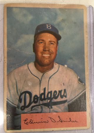 1954 Bowman 170 Duke Snider Brooklyn Dodgers Card Un Graded Vintage Vg - Ex