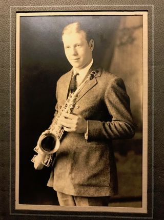 Vintage Sax Saxophone Player Cabinet Card Photo Albion Nebraska Musician Nr