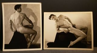 Vtg Western Photography Guild 4x5 B&w Semi Nude Male Photos Set Of 2