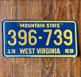 Vintage 1969 69 West Virginia Wv License Plate 396 - 739 Mountain State