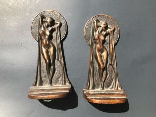 Art Deco Nude Women Copper Bookends