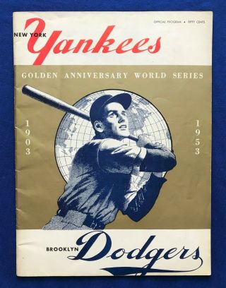 1953 York Yankees Vs Brooklyn Dodgers World Series Program Mickey Mantle