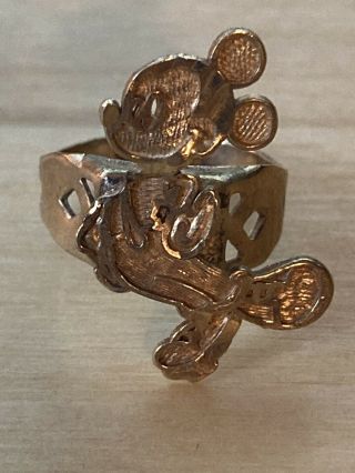 14k Gold Mickey Mouse Ring Vintage Walt Disney Size 3