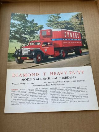 Diamond T Heavy Duty Truck Brochure 614,  614h,  And 614sbd1055 Long Cab