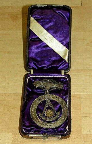 Antique Masonic Silver Past Master Medal Lodge No.  50 Presented Abel Hague 1882