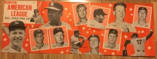 1963 Dell Poster 53x19 American League All - Star Pin - Up Mickey Mantle Ford,