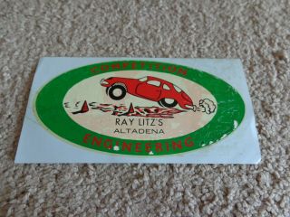 1960s Porsche Ray Litz Altadena,  Ca 356 A B C Machine Shop Promo Sticker Decal