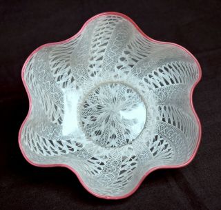 A Very Attractive Large Antique Or Vintage Italian Latticino Glass Bowl