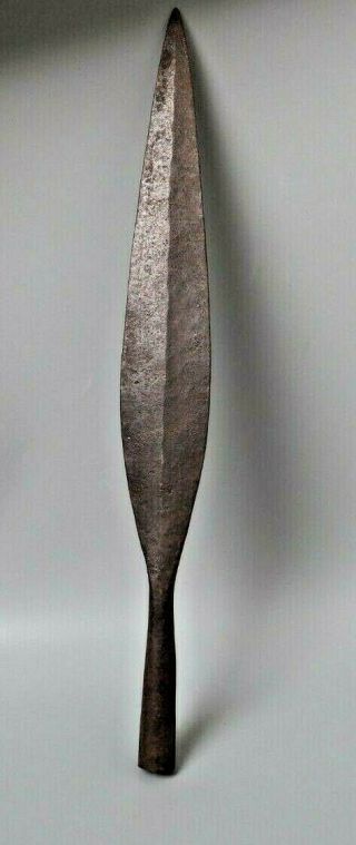 Fine Large Old Antique 19th C South African Zulu Assegai Spear Head Tribal Art